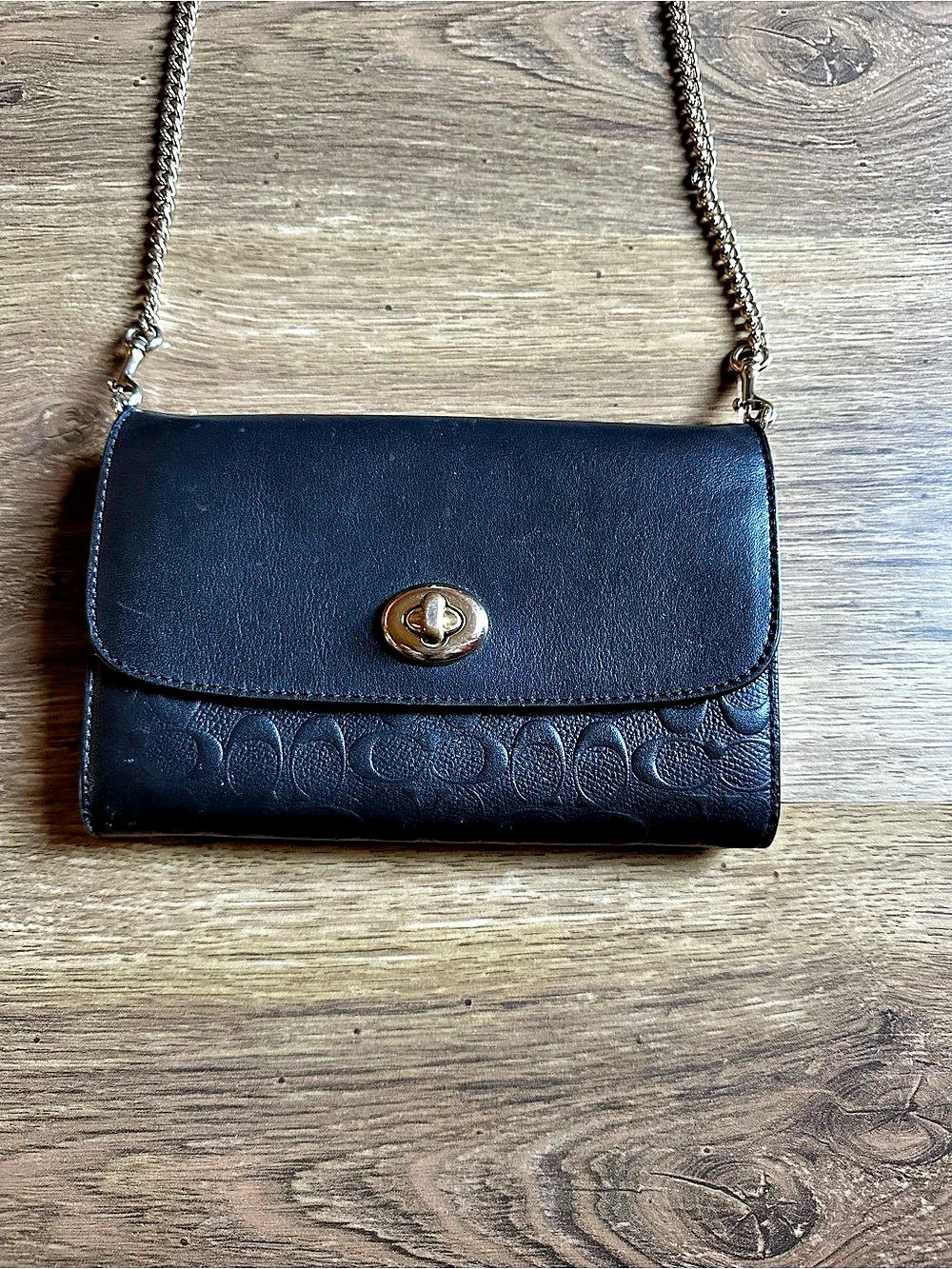 Coach Leather Chain Crossbody Wallet bag